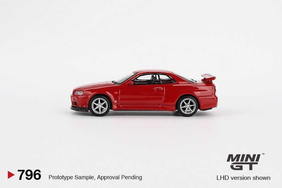 796 - Mini GT  Nissan Skyline GT-R (R34) V-Spec Active Red Blister PAKET