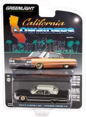 Greenlight California Lowriders Series 1 - 1973 Cadillac Coupe deVille - Black with Gold Wheels Solid Pack