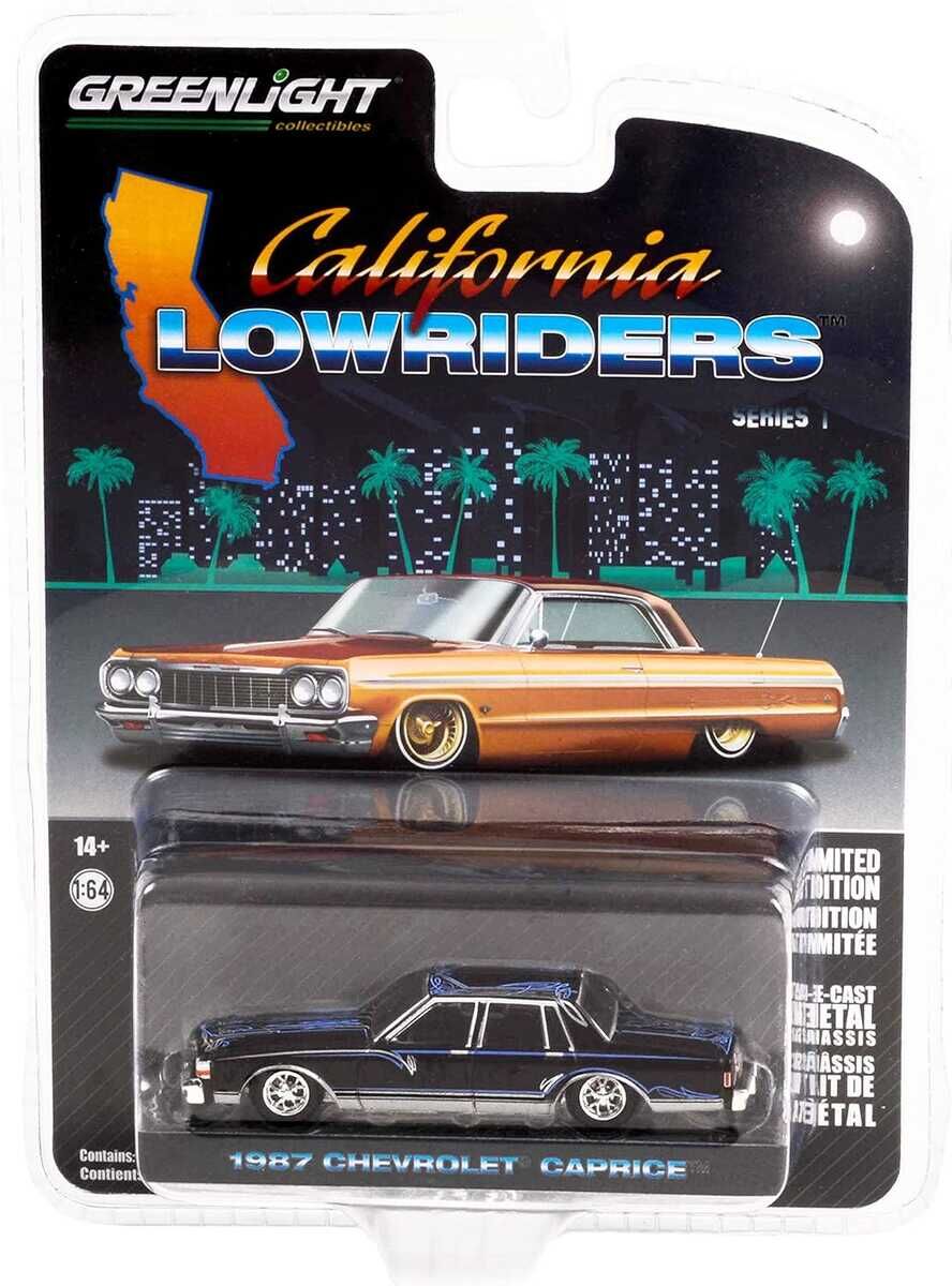 Greenlight California Lowriders Series 1 - 1987 Chevrolet Caprice Lowrider - Custom Black Solid Pack