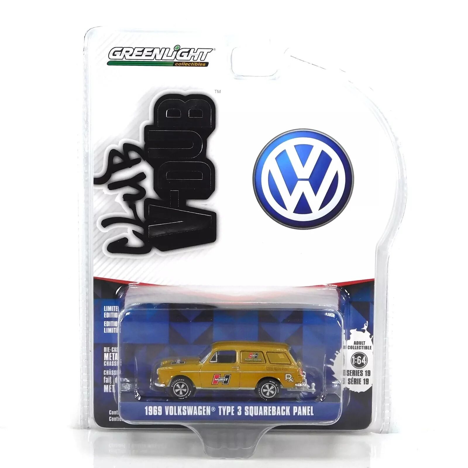 Greenlight Club Vee-Dub Series 19- 1969 Volkswagen Type 3 Squareback Panel