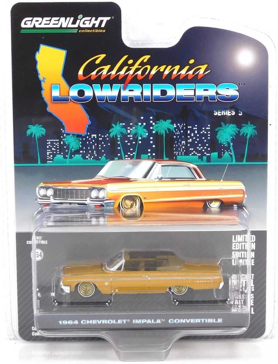 Greenlight California Lowriders Series 5 - 1964 Chevrolet Impala Convertible – Gold Solid Pack