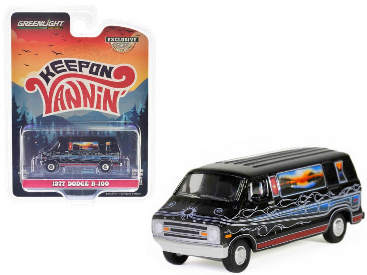 Greenlight Vannin' - 1977 Dodge B-100 Custom Van - Mountain Sunrise Decoration