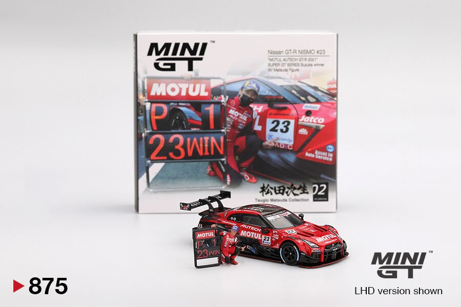 (ÖNSATIŞ) 875 - Nissan GT-R NISMO #23 MOTUL AUTECH GT-R 2021 SUPER GT SERIES Suzuka winner W Matsuda Figure Tsugio Matsuda Collection No.2